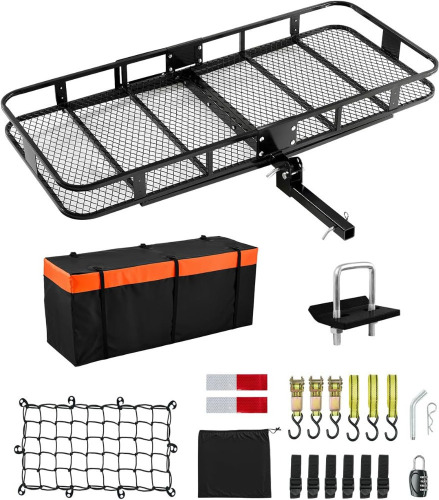 VEVOR 70" x 30" x 6", Hitch Cargo Carrier, 500 lbs Capacity with Ratchet Straps & Cargo Bag, Folding Hitch Mount Cargo Carrier Basket with Hitch Lock for 2" Receiver, Fit for SUVs New in Box $499