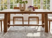August Grove 63" Farmhouse Solid Wood Dining Table for 4&ndash;6 People with Thick Top & Trestle Base New in Box $599