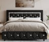 Wrought Studio Alber King Size Faux Leather Diamond Tufted Platform Bed - Headboard Included New Open Box $599