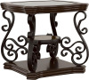 Coaster Home Furnishings - Laney - 1-Shelf Glass Top Rectangular End Table with Metal Legs, Scrollwork Design and Polished Wood Surface - Living Room - 26-Inch - Dark Merlot - 702447 New in Box $499