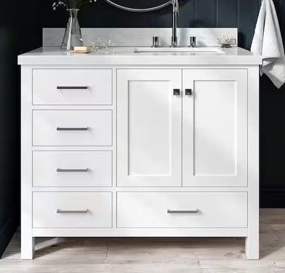 Ariel Cambridge 42" Single Free Standing Vanity Cabinet With Sink and Carrera Marble Top (2 Boxes) New in Box $1099