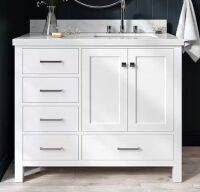 Ariel Cambridge 42" Single Free Standing Vanity Cabinet With Sink and Carrera Marble Top (2 Boxes) New in Box $1099