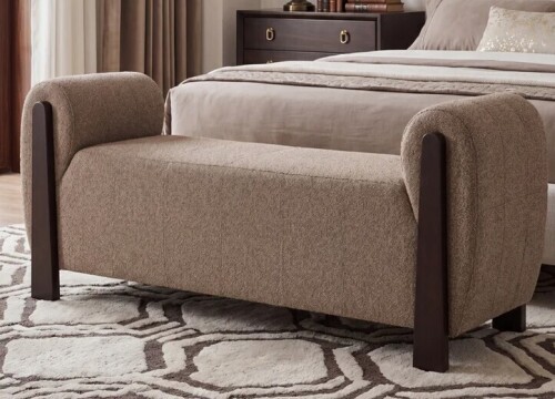 Hokku Designs Upholstered Bench With Solid Wood Legs, Living Room Bench New in Box $499
