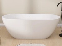 Ogonmbrick 65 Inch Freestanding Soaking Acrylic Bathtub with Integrated Slotted Overflow and Chrome Anti-clogging Drain WF-SN307-MW65 New in Box $999