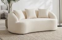Latitude Run Curved Modern Boneless Sofa Loveseat with Upgraded Backrest and Pillows, Two-Seater Minimalist Couch in Soft Chenille Fabric New in Box $899