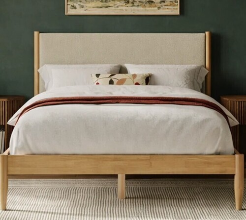 Wade Logan Besan Solid Wood Boucle Upholstered Headboard Bed Frame Queen Size New in Box $1199