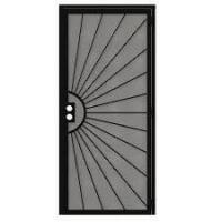 Ark Designs 36 in. x 80 in. Universal/Reversible Hinging Black Surface Mount Steel Security Door w/ Perforated Metal Screen New Open box $499 (Handle on opposite side)