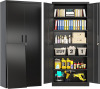 BESFUR Metal Storage Cabinet, 71" H Locking Storage Cabinet with 5 Adjustable Shelves, Metal Cabinets for Garage, Office, Home, Classroom- Black $299