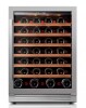 Ca'Lefort 24" Single Zone 54-Bottle Built-In Wine Cooler Refrigerator Fridge Touch Panel Frost Free Dual Layer Tempered Glass Door $899