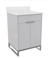 CosmoLiving Leona 24" Bathroom Vanity in Gray with Silver Metal New in Box $699