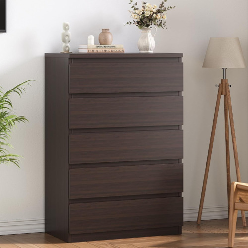 Jocoevol Modern Brown 5 Drawer Dresser for Bedroom, Simply Chest of Drawers, Wood Storage Dresser with Deep Drawers for Living Room Hallway Entryway, Brown New in Box $499