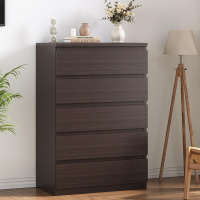 Jocoevol Modern Brown 5 Drawer Dresser for Bedroom, Simply Chest of Drawers, Wood Storage Dresser with Deep Drawers for Living Room Hallway Entryway, Brown New in Box $499