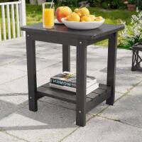 SANLUCE HDPE 2-Tier Patio Outdoor Side Table, All-Weather Adirondack End Table for Patio, Pool, Deck, Backyard in Coffee $99