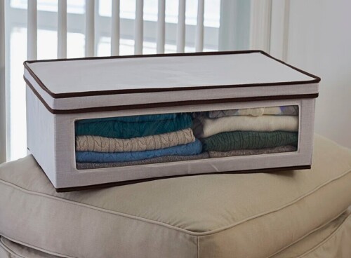 Household Essentials Large Canvas Vision Storage Box with Clear Front Panel, Reinforced Poly?Cotton Canvas and Removable Lid, 8" H x 24.5" W x 13.25" D / 17 Stories Wood & Metal Mesh Vinyl Record Storage Crate New In Box Assorted $89