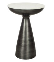 Moe's Font Side Table in White Marble & Aluminum FI-1032-18 New In Box $499