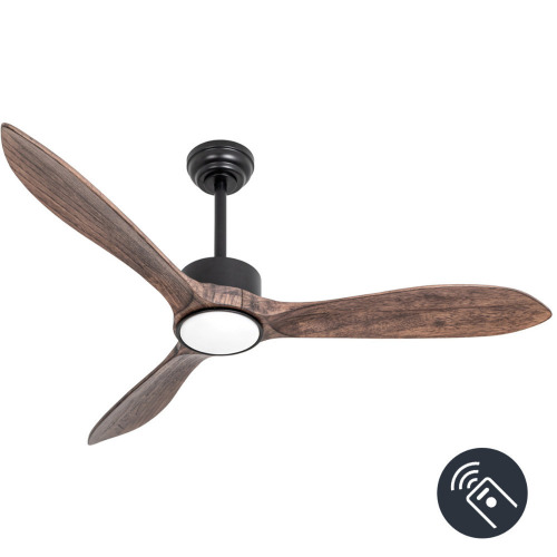 Wrought Studio&trade; 52-inch Indoor Outdoor Ceiling Fan With Light And Remote Control, Dark Gray Wooden Blades, Silent Reversible Dc Motor, Lighted Memory, 6-speed Airflow New Open Box $299