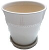 Southern Patio 7.9 in. Ravanaey Small Glossy White Ceramic Planter (7.9 in. D x 7.9 in. H) With Drainage Hole and attached saucer New $79 - 2