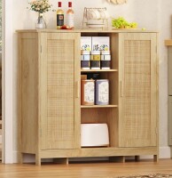 Gracie Oaks Kainaat 31.7'' Tall Floor Storage Cabinet, Bathroom Storage Cabinet with 2 Doors and 2 Open Shelves New In Box $299