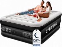 CHERIMOR Queen Air Mattress with Built-in Pump 18in, Upgraded 40 Air-Coil | 48Hr Leak-Proof Test, Upgraded Honeycomb Pillar, Supports 800 lbs, 3-Min Inflation Blow Up Matress for Home Guests & Camping Similar to Picture On Working $199