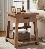 Millwood Pines Side Table with Drawer, 2 -Tier Wooden End Table with Shelf Storage New In Box $299