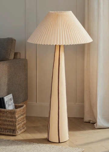 Rowena Interiors Stoneware Floor Lamp with Tapered Base and Pleated Shade $399