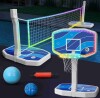 Jocoevol 2 in 1 Pool Basketball Hoop and Volleyball Net Set LED Light Up Swimming Pool Basketball Hoop Poolside Basketball Goal Outdoor for Teens Adults Pool Toys Pool Games Activities New In Box $199