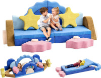CoziBB 24Pcs Modular Kids Play Couch, Toddler Couch with Convertible and Multifunctional Foam for Inspiring Child Creativity, Kids Couch for Playroom Bedroom - Sea Theme $199