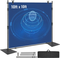 VEVOR 10ft x10ft Pipe and Drape Kit, Heavy Duty Backdrop Stand with Carbon Steel Base, Adjustable Backdrop Support with 2 Clamps and A Carry Bag for Wedding, Party, Event, Photography and Exhibition New $199