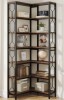 Latitude Run 79" Wood & Metal Corner Bookcase Bookshelf 7-Tier Freestanding Storage Shelves $299