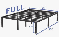 Alwyn Home Turberville 16'' Black Metal Platform Bed Frame With 11-leg-support, No Box Spring Needed, Full Size New In Box $199