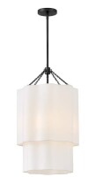 Hinkley Gwen 16" Wide Black Pendant Light with Linen Shade New In Box $599