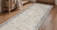 Bungalow Rose Vintage Oriental Ivory Beige & Blue Runner Rug 2' x 7' - Traditional Machine Washable Non-Slip Carpet / Mercer41 Black Background Pink Bowknot Bath Rug For Bathroom, 36 X 24 inches Assorted $199