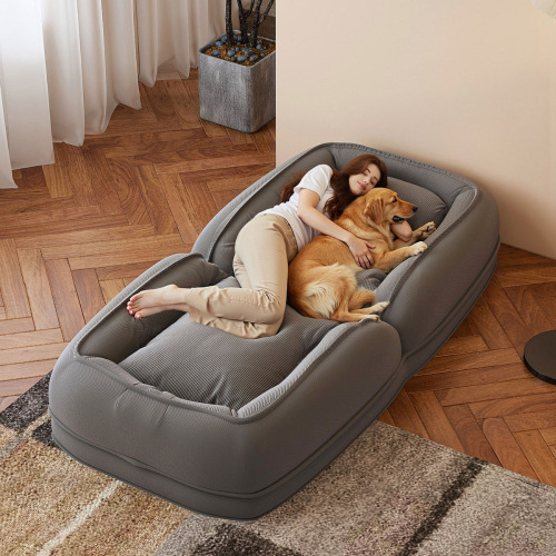 Trule Upholstered Human Dog Bed For Adults And Pets, Foldable Lazy Sofa Bed With 5 Adjustable Position, Includes 2 Soft Pillows For Bedroom, Living Room, Reading Corner (Grey) New In Box $299
