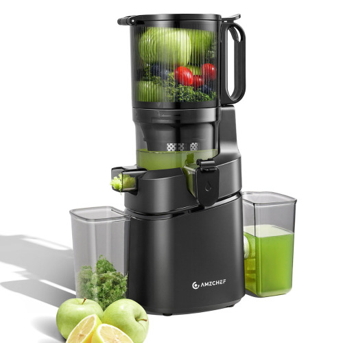 AMZCHEF 5.3" Wide Chute Cold Press Juicer, Self-feeding Slow Masticating Juicer For Whole Fruits & Vegetables, 250w High Yield Extractor, Easy Clean, Black New In Box $299