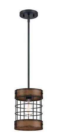 Westinghouse Indoor Pendant 1 Light - Barnwood Matt Black Accents - Cage Shade - Langston Collection New in Box $199