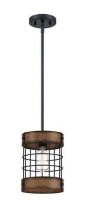 Westinghouse Indoor Pendant 1 Light - Barnwood Matt Black Accents - Cage Shade - Langston Collection New in Box $199