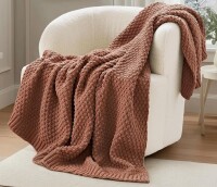 EverGrace Chunky Chenille Knit Throw Blanket, 90" x 90" New In Box $199