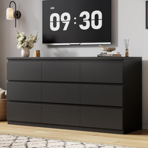 Jocoevol Modern Black 9 Drawer Dresser for Bedroom, Simply Chest of Drawers, Wood Storage Dresser with Deep Drawers for Living Room Hallway Entryway (Black) New in Box $399