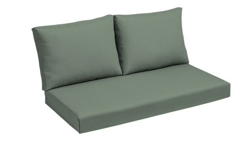 ARDEN earthFIBER Outdoor Loveseat Cushion Set, 48 x 24, Rain-Proof, Fade Resistant, Loveseat Bottom and 2 Back Cushions for Loveseat, Bench, and Swing New In Box $299