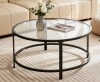 Ebern Designs Doynton Round Glass Top Coffee Table For Living Room New In Box $399