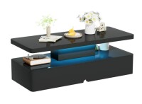 Easoger Modern Stylish Coffee Table with 16 Colors LED Lights, Double-Layer Design for Living Room, Black High Gloss Acrylic Similar to Picture $199