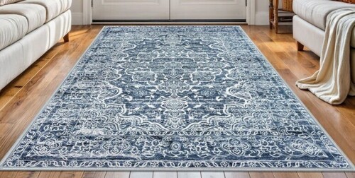 Charlton Home&reg; 8'x10' Area Rug Machine Washable Rug with Rubber Backing for Living Room New In Box $299