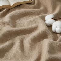 Bedsure GentleSoft 100% Cotton Blanket Queen Size for Bed - Breathable and Lightweight, Soft Cozy Textured Herringbone Woven Blanket for Summer Spring, Light Brown, 90x90 inches New In Box $89