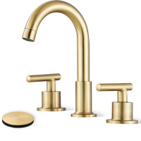Ackwave Brushed Gold 8" Widespread Waterfall Bathroom Sink Faucet 3 Hole Vanity Mixer Tap New In Box $199