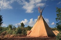 Ebern Designs "Teepee" by Caramaria Canvas, 8" x 12" / Laurel Foundry Modern Farmhouse&reg; Rustic Kitchen Brown Machine-Made Painting Print, 12"H x 18"W New Assorted $79