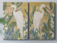 Red Barrel Studio&reg; Floral Egret I-Premium Gallery Wrapped Canvas -Ready to Hang (Set of 2) New Shelf Pull $199