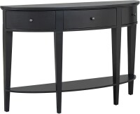 Flieks Modern Curved Console Table Sofa Table with 3 Drawers and 1 Shelf, Black, New in Box $299