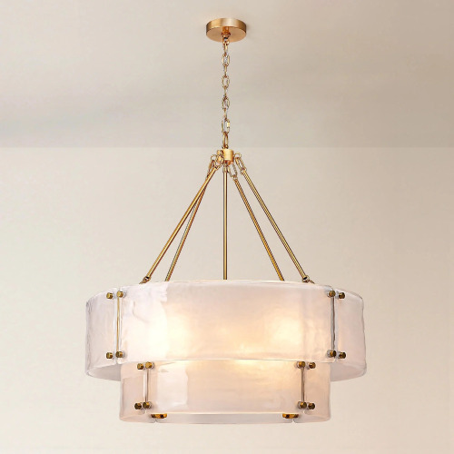 Edishine 12-Light 2-Tier Frosted Glass Chandelier (32"), New in Box $999