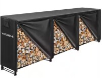 VIVOHOME 12 ft. Heavy Duty Outdoor Black Firewood Rack with Cover New In Box $299