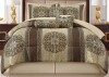 Lanco 7-Pieces Brown Navy Medallion Comforter Bedding Sets, King New In Box $299